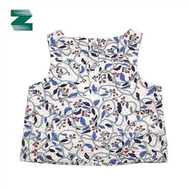 Pamučna tkana štampana bluza bez rukava za djevojčice